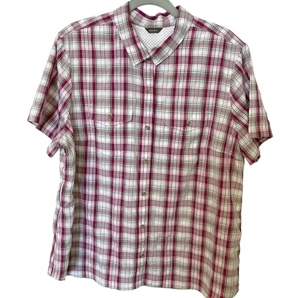 LADIES Eddie Bauer Short Sleeve Button Down Top, Med/Large - Picture 1 of 4
